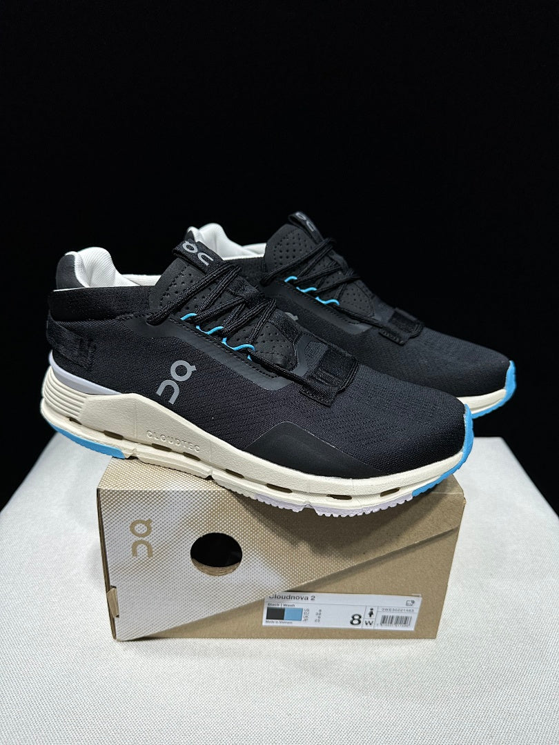 On Cloudnova 2 Black Blue Sneakers