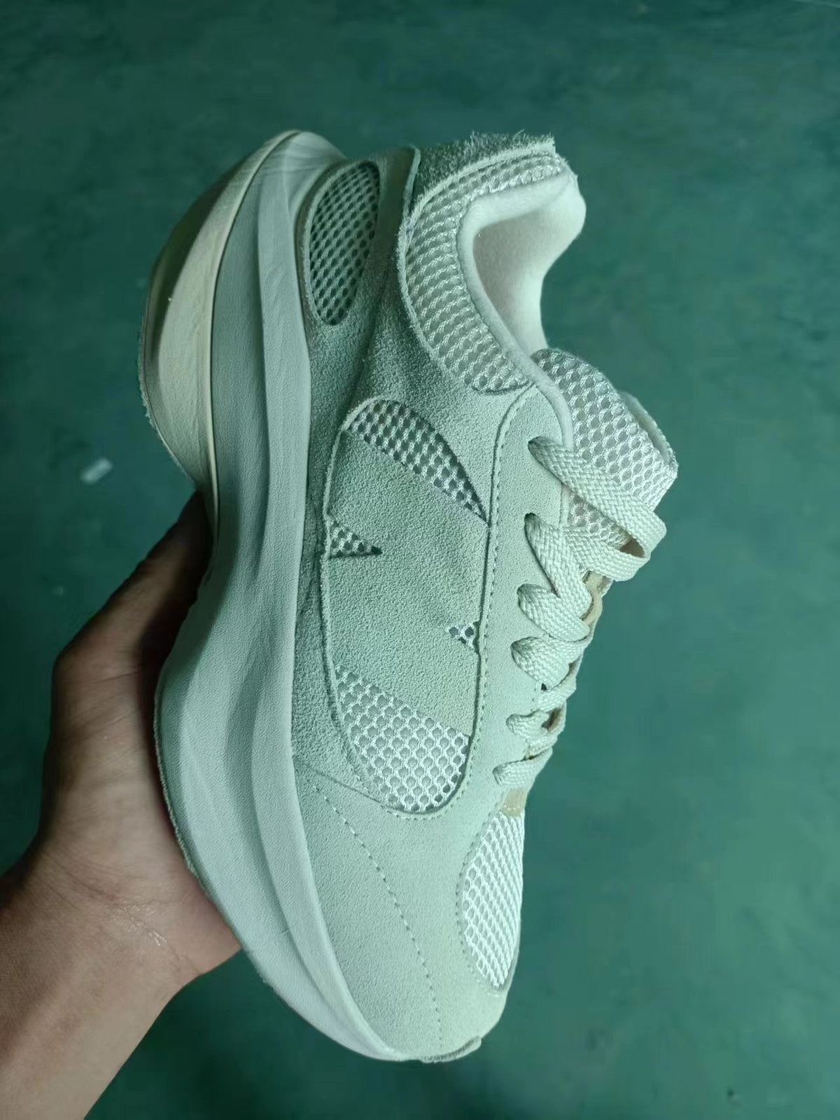 Light Green Mesh Panel Lace-Up Sneakers