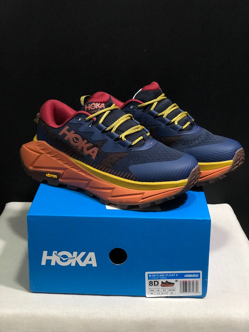 HOKA Skyline Float X Trail Sneakers Navy Orange