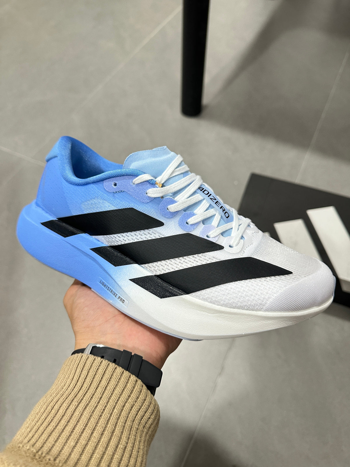 adidas Adizero JH6205 White Blue Running Shoes