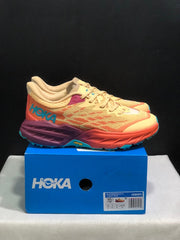 HOKA Speedgoat 5 Trail Running Shoes in Yellow and Coral