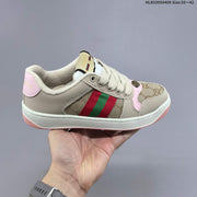 Gucci Screener Low-Top Sneakers in Beige and Pink