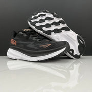 HOKA Clifton 9 Black and Gold Running Shoes