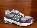 New Balance 9060 Burgundy and Grey Sneakers