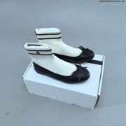 Chanel Sock Ballet Flats with Bow, Black and White