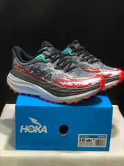 HOKA Stinson 7 Trail Running Shoes Gray Red