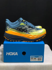 HOKA Stinson 7 Trail Running Shoes Blue Yellow Orange