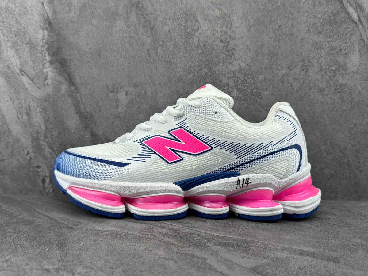 New Balance White and Pink Running-Style Sneakers