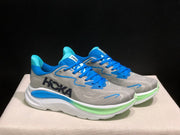 HOKA Clifton 10 Running Shoes in Gray and Blue