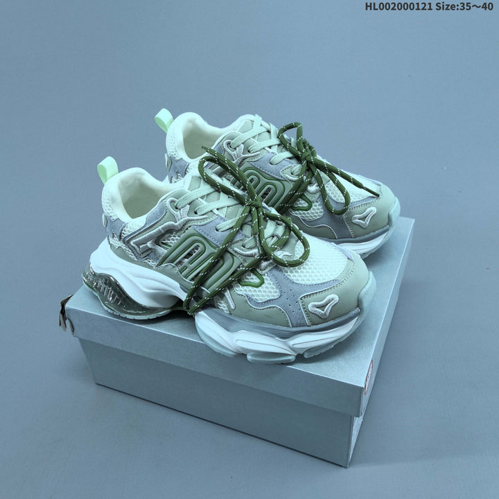 GGCC Low-Top Chunky Sneakers in Green and White