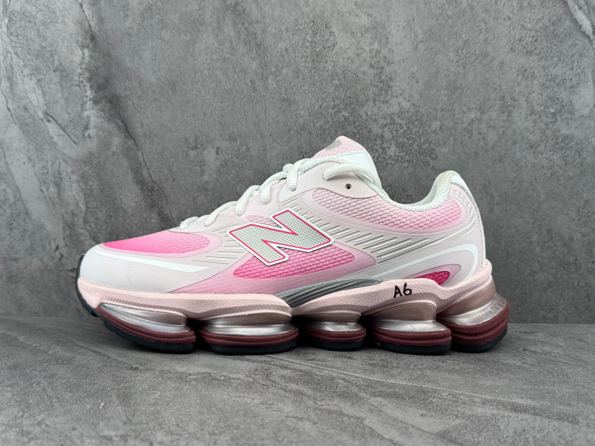 New Balance Pink and White Running-Style Sneakers