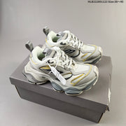 Balenciaga Monday Low-Top Sneakers in White, Gray and Yellow