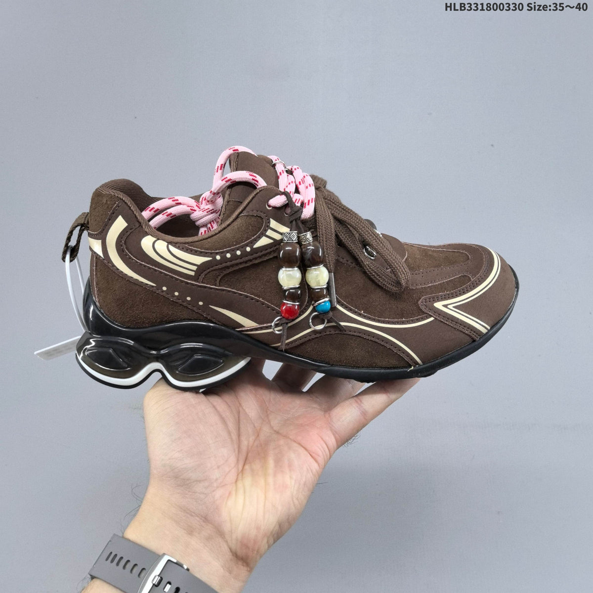 GG-CC G25X4391 Brown Platform Low-Top Sneakers