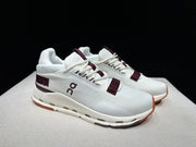 On Cloudnova 2 Sneakers, White and Burgundy