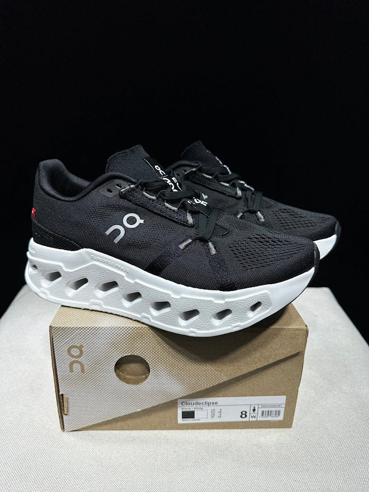 On CloudEclipse Black and White Running Shoes