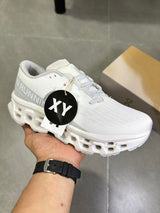 On Running White and Gray Running Sneakers