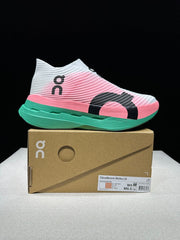 On Cloudboom Strike LS Running Shoes, White Pink Green