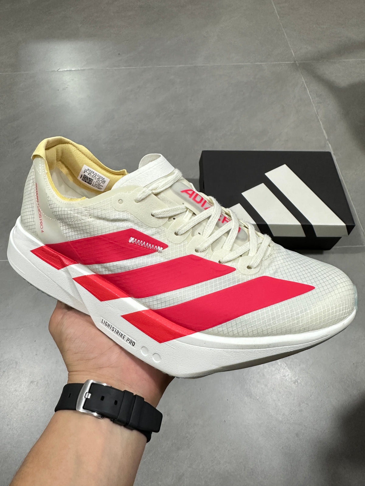 adidas Lightstrike Pro Running Shoes White Red JR4542