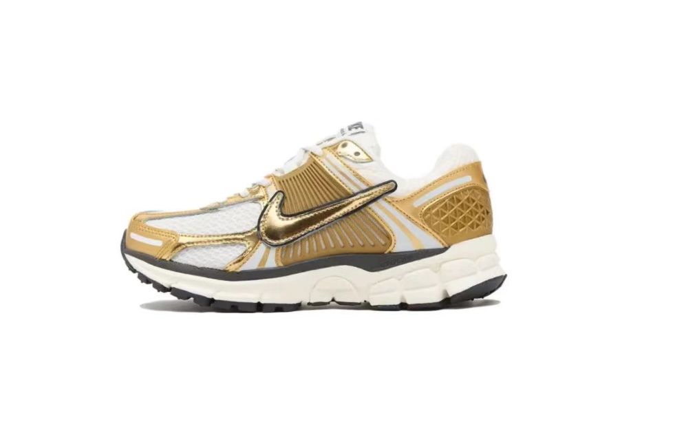 Nike Air Zoom Vomero 5 Running Shoes, White and Gold