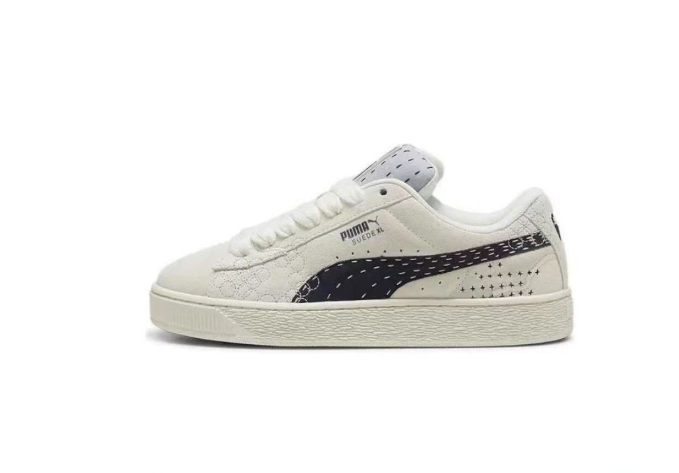 Puma Suede XL White and Black Low-Top Sneakers