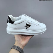 Karl Lagerfeld White Low-Top Lace-Up Sneakers with Logo